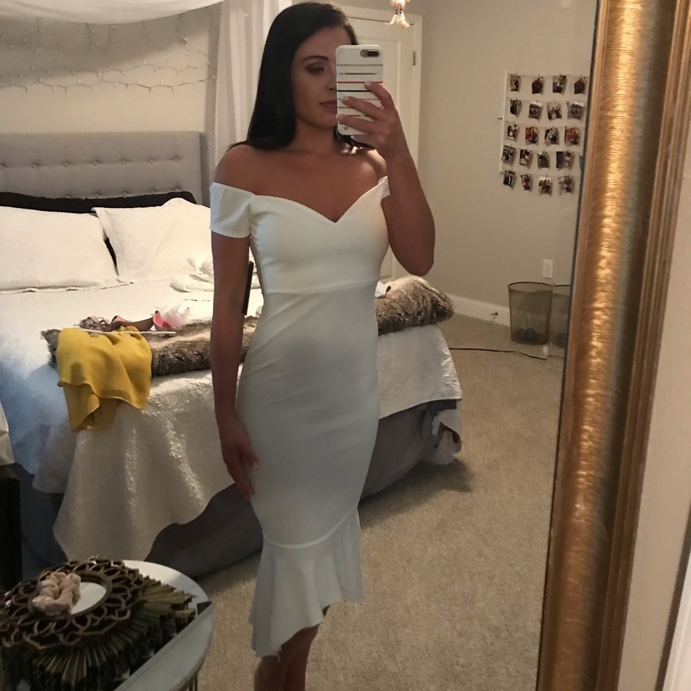 White Midi Off the Shoulder Dress